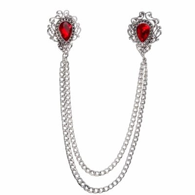 Kraag speld rood- Metaal- Ketting - Charme Bijoux