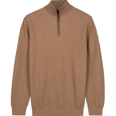 Baileys Trui Half Zip Two-Tone Jacquard Allover Plated Taupe / male