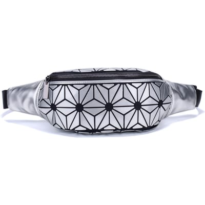 Merk Dames Borsttassen Gewatteerde Lichtgevende Geometrie Laser Taille Tas Trendy Kleurrijke Heuptasjes Pailletten Dames Crossbody Tas white