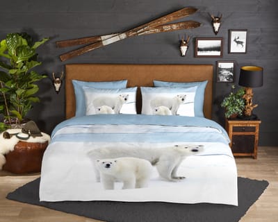 Good Morning dekbedovertrek ijsberen - 2 persoons 200x200/220 cm - Blauw - 100% Katoen flanel