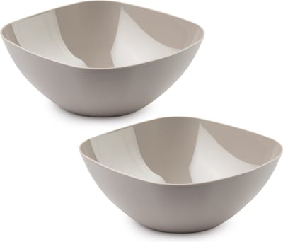 Plasticforte serveerschaal/saladeschaal - 2x - D28 x H11 cm - kunststof - beige - 4800 ml