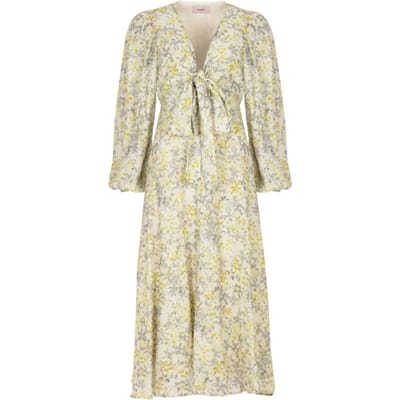 Freebird Wv-vis-poly-flower-26-1 Dames - Jurk - Creme - Maat S