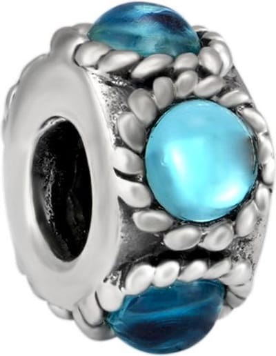 Quiges - 925 - Zilveren - Bedels -Sterling zilver - Beads - Zirkonia Blauw Kraal Charm - Geschikt – voor - alle bekende merken - Armband Z184