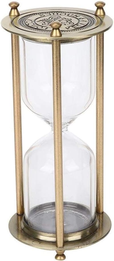MK Stoer - Zandloper - Timer - Accessoire - Glas - Kantoor - Timer - Klein - Legering Relief Imitatie Koper Zandloper, Glaslegering Zand Klok Zandloper Timer Accessoire Geschenken Ornament voor Kantoor Huisdecoratie(Klein)