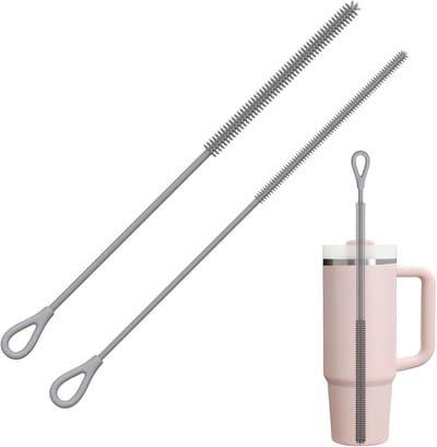 Herbruikbare Rietjesborstels voor Glazen, Metalen, Smoothie Rietjes en Drinkbekers, Buigzaam, Antisliphandvat, 6mm+9 mm, Grijs