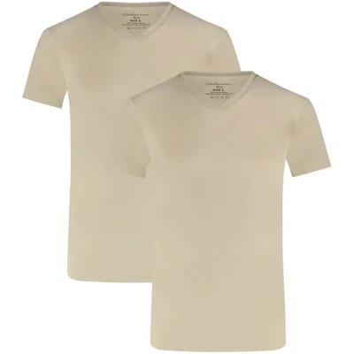 Comfortabel & Zijdezacht Bamboo Basics T-Shirts Velo V-hals (2-pack) - Khaki - S