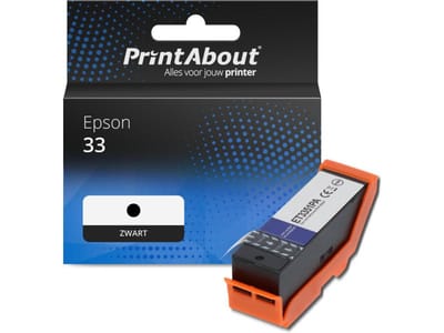 PrintAbout huismerk Inktcartridge 33 (C13T33314012) Zwart Geschikt voor Epson