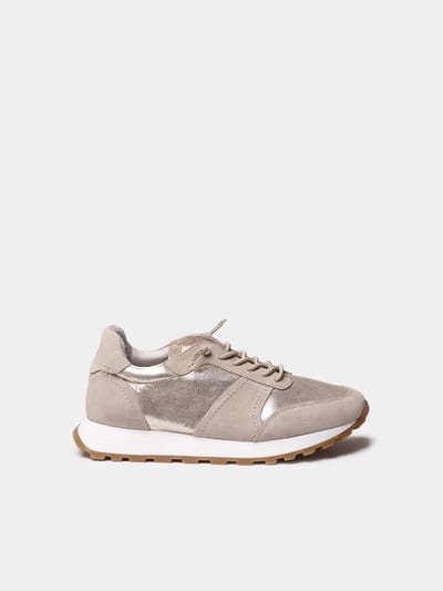 Metallic leren en suède sneakers voor dames | ALICIA