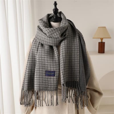 Écharpe d'hiver pour femme Luxe Classique Carreaux Pashmina Douce Foulard Femmes Cachemire Écharpes Châle Châles Wraps Foulard 53x200 cm gray