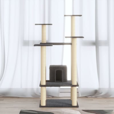 vidaXL - Kattenkrabpaal - met - sisal - krabpalen - 110 - cm - donkergrijs