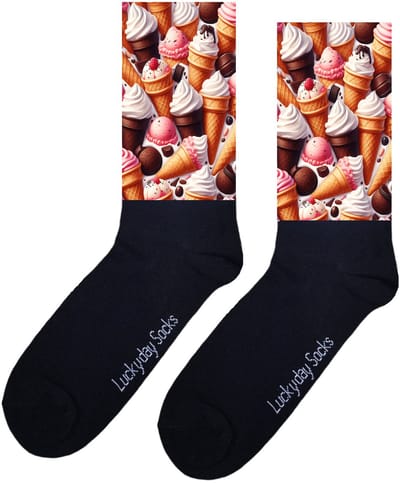LuckyDay Socks - Softijs en Schepijs sokken - Grappige Cadeaus voor Dames en Heren - Verjaardags cadeau vrouw en man - Vrolijke sokken - Valentijns cadeau - Grappige sokken - Leuke sokken - Leuke dames en heren sokken - Maat 37-44