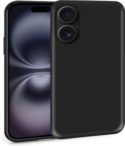 Geschikt voor Apple iPhone 16 - Hoesje - Suède Back Cover Case Zwart