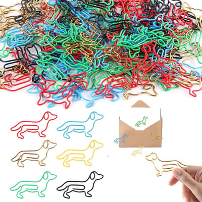 Paperclips 100 stuks - Dackel motief - 6 kleuren - Voor kantoor of thuis - SnelShoppen