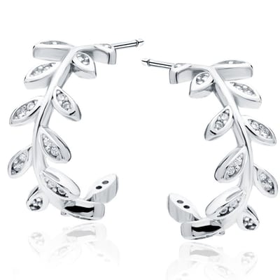 Zilver Oorringen - Sterling Zilveren hoepel blad dames - Zilver Oorbellen Dames - Zilveren Oorbellen Dames - Zilver 925 - Amona Jewelry