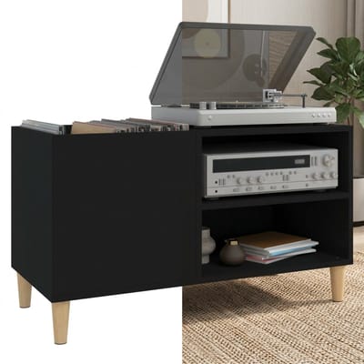 Platenspeler Meubel - LP-kast - Platenspelerkast - Draaitafelstandaard - Platenspelerstandaard - Vintage Displayplank - Zwart