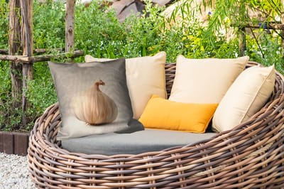 Buitenkussen - Knoflook - Natuurlijk - Beige - 45x45 cm - Weerbestendig