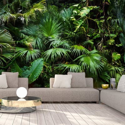 98cm X 70cm - Zelfklevend fotobehang -  Zonnige Jungle  , Premium Print