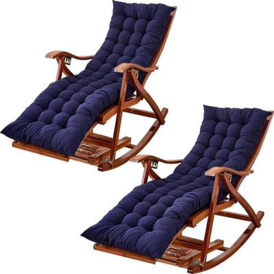Ligstoel Kussen Set - Loungestoel Kussens - Buiten Ontspannen - Met Bevestigingsbanden - 155x48cm - Blauw