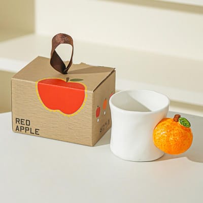 Creatieve Fruitbeker Mok Koffiemok Openingscadeau Keramische Mok Schattige Appel Perzik Huis Waterbeker 301-400ml