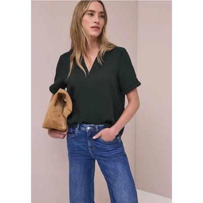 Blouse met korte mouwen in mousseline kwaliteit