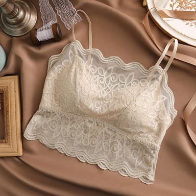 Haut Bralette Camisole Rembourré Crop Top Lingerie Sexy Débardeur Dentelle Camisoles pour Femmes Mode Noir Blanc Bretelles Camisoles Hauts de Nuit M