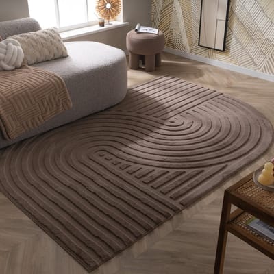 Fraai Organisch vloerkleed - Flowy Wavy Taupe - 120x170cm