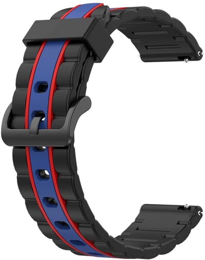 Strap-it Special Edition sport bandje 20mm - geschikt voor Samsung Galaxy Watch Active (2) / Watch 3 41mm / Watch 42mm / Galaxy Watch 4 (Classic) / Watch FE / Galaxy Watch 5 (Pro) / Watch 6 (Classic) / Watch 7 (40 & 44mm) - zwart/blauw/rood