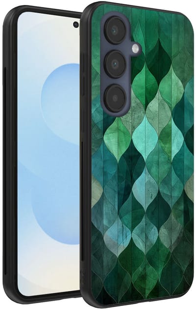Smartphonica Telefoonhoesje Geschikt voor Samsung Galaxy S25 met groene bladeren opdruk - TPU backcover case green leafs design geschikt voor Samsung Galaxy S25