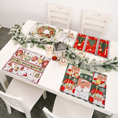Kerst Placemats Kerst Tafelkleed Kerst Tafeldecoratie Kerst tafellaken Kerstdecoratie Kerstversiering Stof - Duurzaam