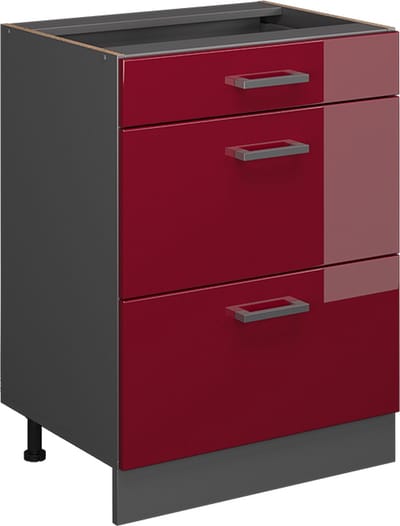 Vicco R-Line Keukenonderkast – 60 cm met laden, zonder werkblad Rode hoogglans