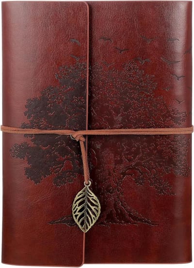Notitieboek PU-leer - Dagboek Reisboek - Ideeën Vastleggen - Navulbaar Ringband - A5 formaat - Bruin
