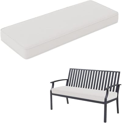 Bankkussen Dik - Zitkussen Outdoor - Terras Comfort - Antislip Bevestiging - 100 x 30 cm - Wit