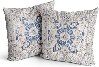 Set van 2 Decoratieve Kussenhoezen met Bloemenpatroon, 45x45cm, Bohemian Vintage Stijl voor Woonkamer en Slaapkamer Decoratie, Luxe Velours Kussens