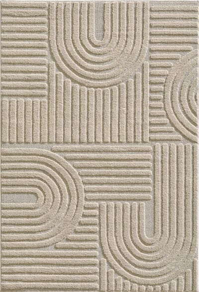 Flycarpets Arte Laagpolig Vloerkleed, Japandi Stijl, Kleur Beige , Vloerkleed / Tapijt voor Woonkamer, Jute achterkant 80x150 cm