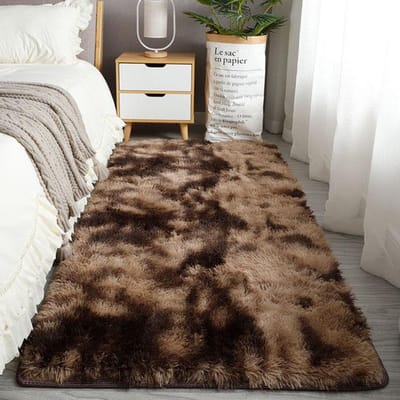 Extra groot Scandinavisch harig tapijt Haltapijten op de vloer Kinderkamer Kinderkamer Antisliptapijten Slaapkamer Home Decor Wasbare matten 50x80cm Small size black