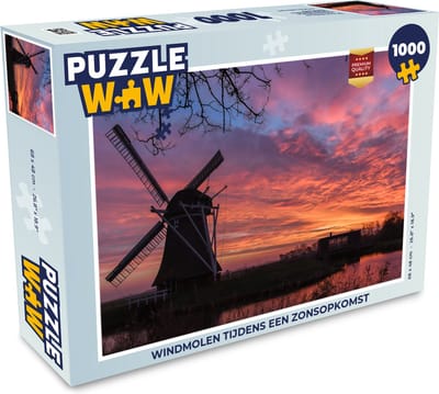 Puzzel Windmolen tijdens een zonsopkomst - Legpuzzel - Puzzel 1000 stukjes volwassenen