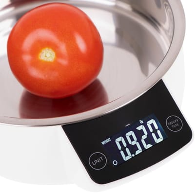 Quvo®Keukenweegschaal digitaal met kom - Keukenweegschaal - Keukenweegschaal digitaal - Wit - 18cm x 6cm x 20cm