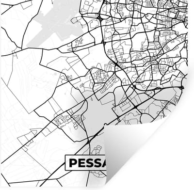 Muurstickers - Sticker Folie - Kaart - Stadskaart - Pessac - Frankrijk - Plattegrond - Zwart wit - 100x100 cm - Plakfolie - Muurstickers Kinderkamer - Zelfklevend Behang XXL - Zelfklevend behangpapier - Stickerfolie