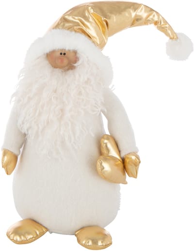 J-Line figuur Kerstman Hart - polyresin - wit/goud - large