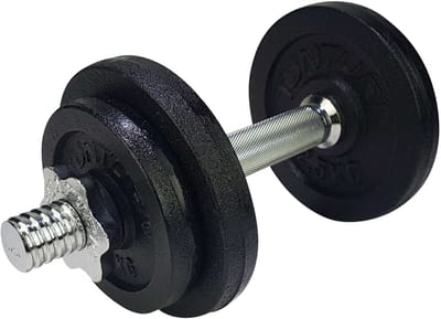 Tunturi Dumbell Gietijzer totaal 10kg - Halterset met schroefsluiting - Dumbbell set - 1 halterstang - 30mm - incl. gratis fitness app