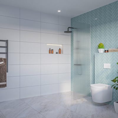 FugaFlow Eccelente Vetro Inloopdouche - ribbel glas - 60x200cm - 8mm - nano - blind inbouw profiel