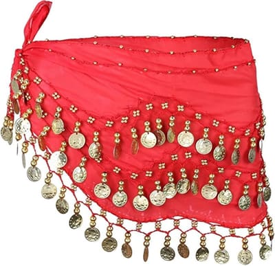 Dailygoody - Solidchoice - Dailygoody - Indiase dansgordel - Buikdans sjaal - Glanzende gouden munt-pailletten - Lichtgewicht chiffon - Geschikt voor buikdans en zumba - Perfect...