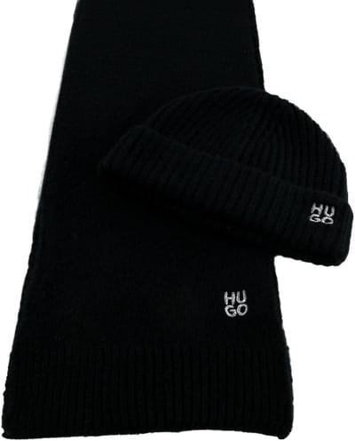 HUGO muts sjaal Sarmi Set Black zwart