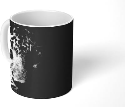 Mok - Koffiemok - Panter - Wilde dieren - Zwart wit - Dieren - Mokken - 350 ML - Beker - Koffiemokken - Theemok