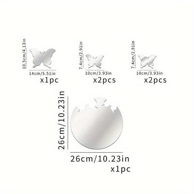 1 ensemble de miroirs décoratifs papillons flottants, autocollants muraux tridimensionnels, décoration murale en acrylique pour fond de pièce Pack of 6