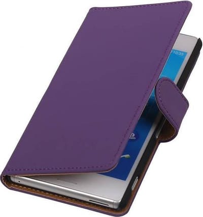 Bookstyle Wallet Case Hoesjes Geschikt voor Sony Xperia M4 Aqua Paars