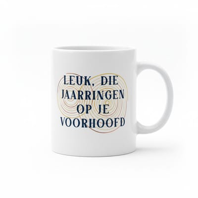 Grappige 'Leuk, Die Jaarringen Op Je Voorhoofd' 330ml Mok - Unieke en Eigentijdse Koffiemok met Creatief Ontwerp