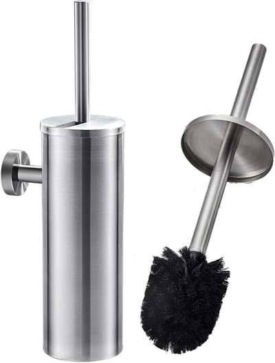 Auralum Max - Toiletborstel Met Houder - Hangend - RVS - WC Borstel Met Houder - Toiletborstelhouder Hangend - Metaal - geborsteld - Zilver