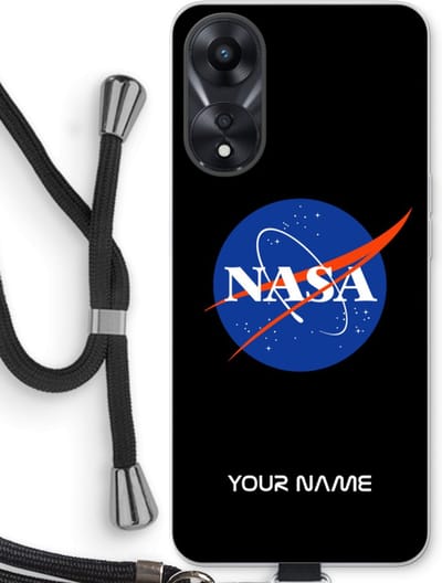 Gepersonaliseerd - Case Company® - Hoesje met koord geschikt voor Oppo A78 5G hoesje met Koord - NASA - Telefoonhoesje met Zwart Koord - Bescherming aan alle Kanten en Over de Schermrand