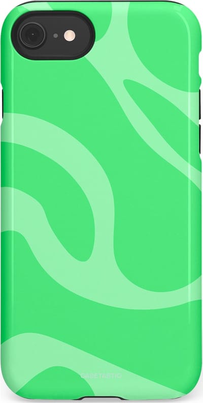 Casetastic hoesje geschikt voor Apple iPhone SE / Apple iPhone 7 / Apple iPhone 8 - Dubbellaagse bescherming - Limoen Groene Vloeiende Golven - Fashion Case - Groen